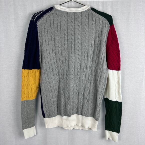 Club Room Sweater Mens Patchwork Cable Knit Pullover Preppy Fisherman Cozy - Picture 3 of 5
